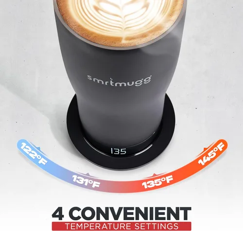 Vista 6 de SMRTMUGG X Taza de café calentada de 19 oz., duración de batería de 8 horas, autocalentamiento, temperatura controlada ajustable, pantalla LCD