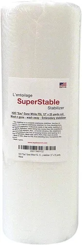 Vista 11 de Superpunch Estabilizador de lavado, SuperStable H2O Eau Gone White FSL rollo de 12 pulgadas x 10 yardas, estabilizador de bordado a máquina, lavado