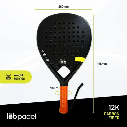 Vista 7 de Carbon Fiber Padel Racket – Black Drop Shape Design for Optimal Power Control Platform Paddle Racket for Beginners to Pros