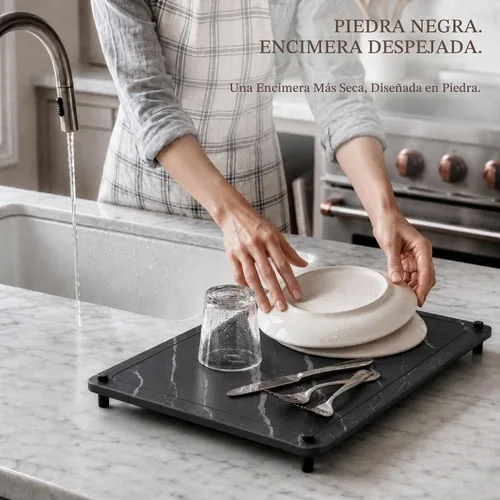Vista 2 de Golener Tapete de secado de piedra para encimera de cocina, tapete