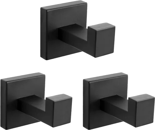Vista 12 de NearMoon Ganchos cuadrados para toallas de baño -SUS304 de acero inoxidable para colgar batas, ganchos resistentes para baño, sala de estar, hotel