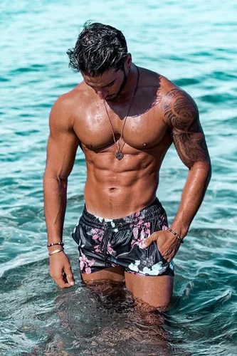 Vista 2 de GINGTTO Men's Beach Shorts Bathing Suits with Mesh Lining