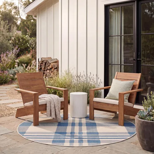 Vista 82 de SAFAVIEH Alfombra Lavable para Exteriores Colección Courtyard - 2'3" x 4', Beige y Azul, Patrón a Cuadros, No Desprende Pelusa y Fácil Limpieza