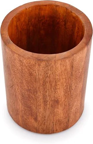 Vista 3 de Soporte para utensilios de cocina de madera de mango natural para encimera, cucharas, herramientas de cocina, etc. (5 x 5 x 6 pulgadas)