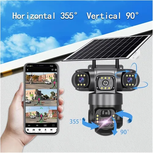 Vista 4 de Cámara de seguridad para exteriores Tri-Lens 4G Solar PTZ