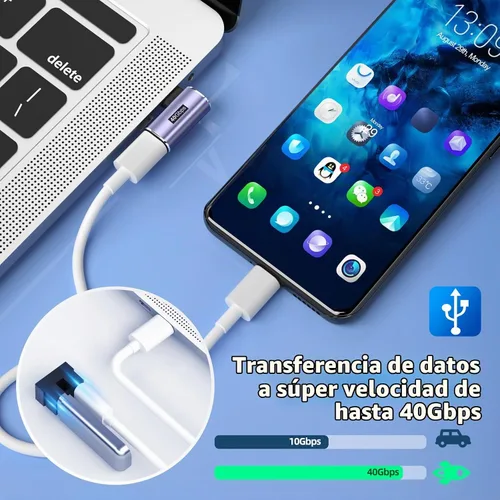 Vista 5 de Adaptador USB C 7Pack, 100W 40Gbps 8K60Hz, 90 y 180 grados/ángulo recto/recto