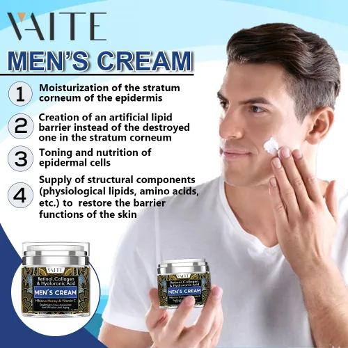 Vista 3 de VAITE Hidratante facial para hombre con colágeno, retinol, antienvejecimiento, crema antiarrugas para hombres, cuidado facial hidratante de la piel