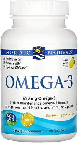 Vista 4 de Nordic Naturals Omega-3, sabor a limón, 60 geles suaves, 690 mg de omega-3, aceite de pescado, EPA y DHA, apoyo inmunológico, salud del cerebro