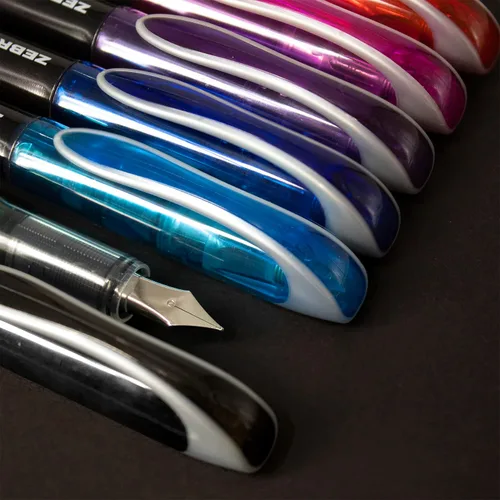 Vista 4 de Zebra Fuente - Pluma estilográfica desechable, punta fina de 0.039 in, 0.024 in de ancho de línea, tinta violeta, paquete de 10