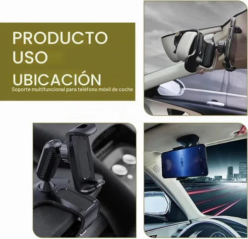 Vista 7 de Soporte giratorio para teléfono de automóvil de 360°, abrazadera de resorte ajustable para teléfonos inteligentes de 4.7 a 6.5 pulgadas, soporte