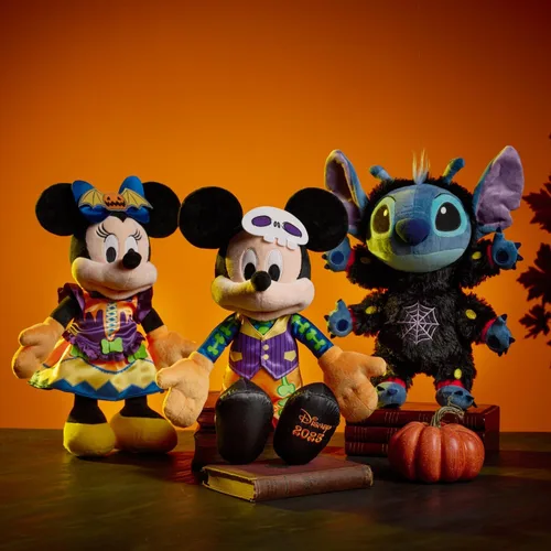 Vista 7 de Disney Store Peluche oficial de Minnie Mouse que brilla en la oscuridad para Halloween 2023, tamaño mediano de 15 pulgadas, edición festiva