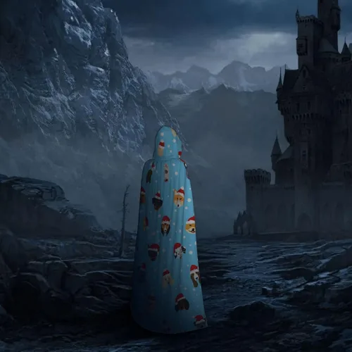 Vista 7 de Dog Wearing Christmas Hat Blue Cloak Halloween Costumes Witch Cloak Hooded Cloak Adult Long Cape Hood