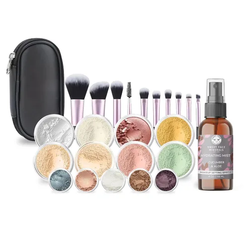 Vista 10 de Kit de maquillaje mineral de tamaño completo, set de base mate, Beige