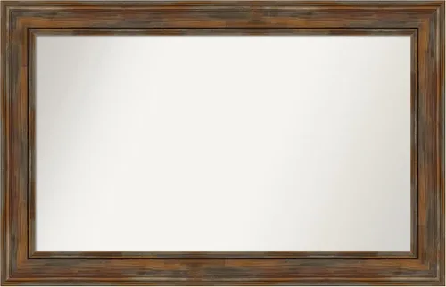 Vista 151 de Amanti Art Espejo de baño marrón para sobre fregadero, 26 x 26 pulgadas, espejo de tocador cuadrado marrón rústico Alexandria, marco de madera