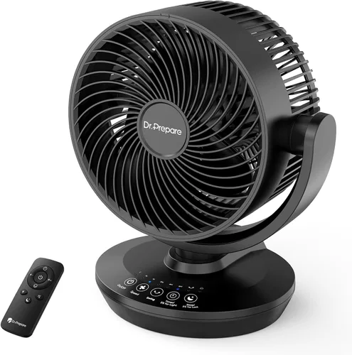 Vista 10 de DR.PREPARE Ventilador circulador de aire oscilante para dormitorio, ventilador de mesa potente de 11.3 pulgadas de altura, oscilación automática