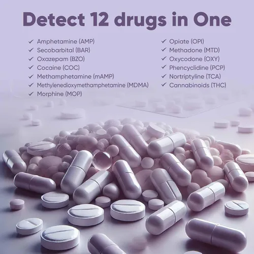 Vista 2 de Prime Screen Tarjeta de prueba de drogas de orina de 12 paneles (AMP, bar, BZO, COC, mAMP, MDMA, MOP/OPI 300, MTD, OXY, PCP, TCA, THC) - WDOA-7125