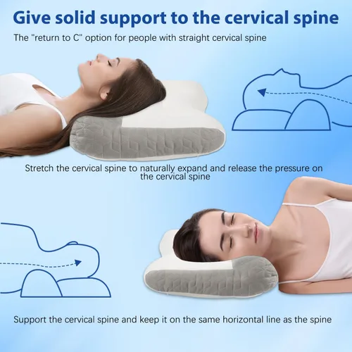 Vista 5 de Almohada ergonómica, almohada cervical para aliviar la tensión del cuello, almohada cervical para dormir, almohada cervical de apoyo cervical