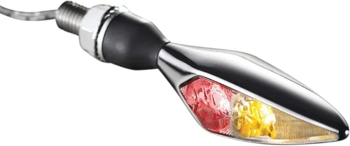 Vista 2 de Kuryakyn 2538 Motorcycle Lighting Accessory: Kellermann Micro Rhombus PL, LED Running/Turn Signal/Blinker Light, White/Amber, Front Left, Chrome