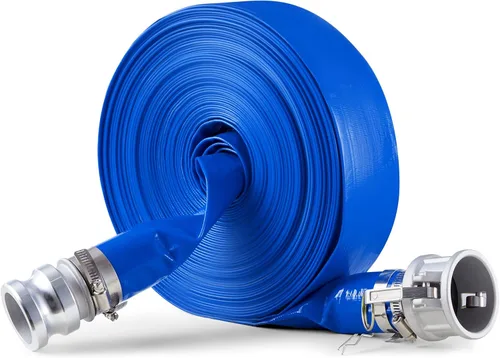 Vista 14 de VEVOR Manguera de descarga, 1-1/2 pulgadas x 100 pies, manguera plana de tela de PVC, manguera de drenaje resistente con abrazaderas, resistente a