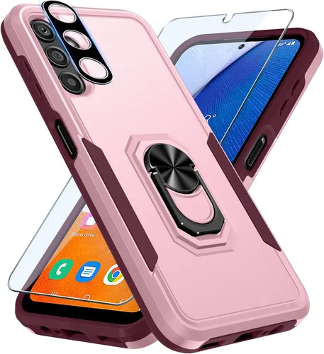 Vista 19 de Janmitta Funda compatible con Samsung Galaxy A14 5G con protector de pantalla + protector de lente de cámara, funda resistente de servicio pesado