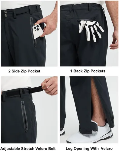 Vista 3 de Pantalones de golf para hombre, impermeables, cómodos, ligeros, transpirables, con bolsillos
