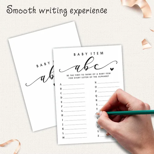 Vista 3 de Tarjetas de juego del alfabeto – Actividad de baby shower y recuerdos de fiesta (paquete de 30) – 5 x 7 pulgadas, estilo minimalista de doble cara