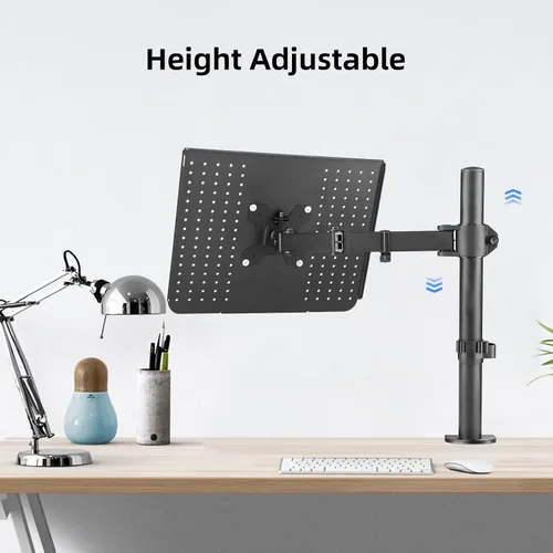 Vista 5 de Suptek Soporte de escritorio para portátil individual con bandeja para pantalla de computadora de 13 a 27 pulgadas, brazo de escritorio