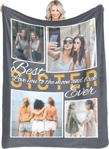 Vista 50 de Manta personalizada con fotos, mantas personalizadas con imagen para madre, padre, niños, hermana, amigos, parejas, cumpleaños, 1 foto, 30 x 40