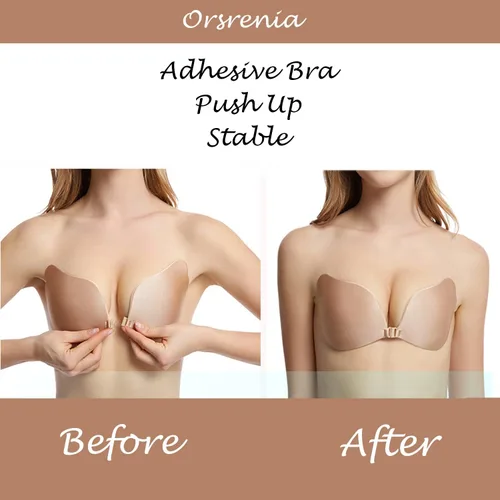 Vista 4 de Oscrenia Sujetador autoadhesivo reutilizable sin tirantes de silicona invisible Push Up Bra para mujer