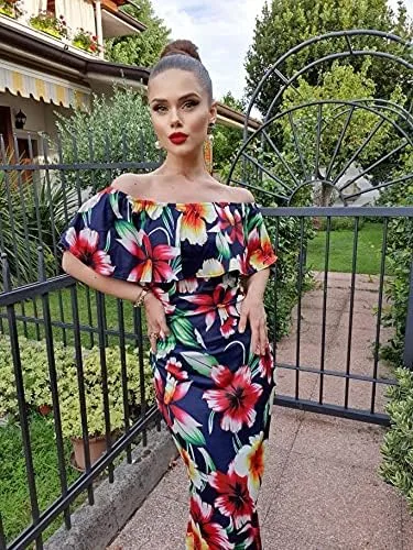 Vista 8 de Happy Sailed - Vestido de punto, estilo metálico, fruncido, con hombros descubiertos, para fiesta de noche, cóctel