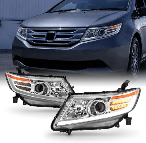Vista 10 de AKKON - Compatible con faros delanteros halógenos tipo halógeno Honda Odyssey 11-17 2011-2017 con señal de giro secuencial de rayas LED, carcasa