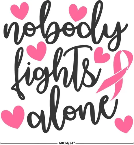Vista 3 de Calcomanías de pared con diseño de «Nobody Fights Alone» para pared, cinta rosa, arte de pared, calcomanías de pared extraíbles para dormitorio