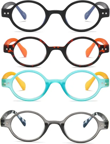 Vista 2 de Paquete de 4 mini lentes de lectura redondos pequeños, cómodos para mujeres y hombres (multicolor2, 1.00, multiplicador_x)