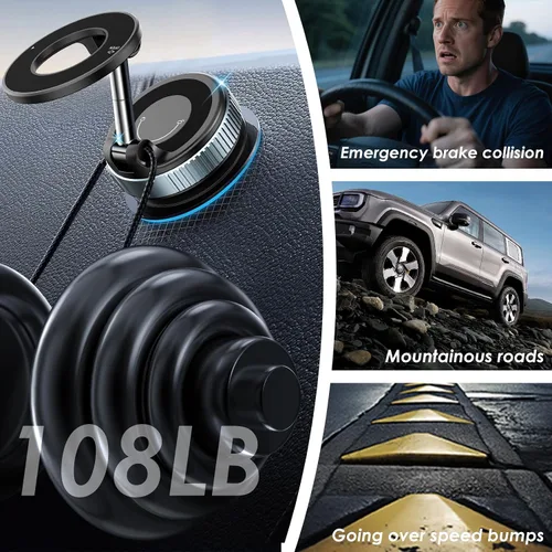 Vista 5 de Soporte magnético de teléfono para automóvil, modelo 2026 N52 Magnets Pro, succión ultra fuerte de 108 libras, regalo ideal para conductores, regalo