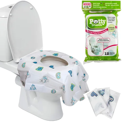 Vista 8 de Cubiertas de asiento de inodoro desechables XL de Potty Shields, paquetes individuales, 6, Original