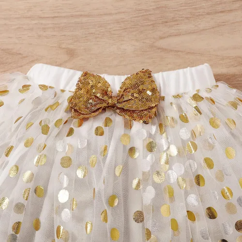Vista 7 de Toddler Kids Baby Girls Birthday Princess Outfits Long Sleeve Shirt Polka Dots Tulle Tutu Dress Skirt Set 2Pcs