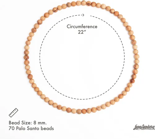 Vista 2 de Luna Sundara Collar Palo Santo hecho a mano en Perú altamente aromático y espiritualmente limpiador