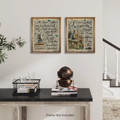 Vista 4 de Decoración de pared de Alicia en el país de las maravillas - Póster con citas inspiradoras de Alicia, impresión para decorar la habitación, regalo