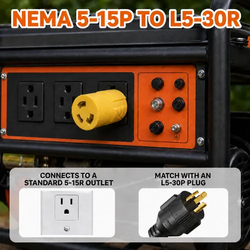 Vista 7 de Adaptador de RV de 30 amperios a 110V NEMA 5-15P a L5-30R Twist Lock