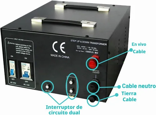 Vista 3 de LiteFuze Transformador convertidor de voltaje de servicio pesado de 10.000 vatios - Reductor 240/220/120/110 - Necesita ser cableado por un