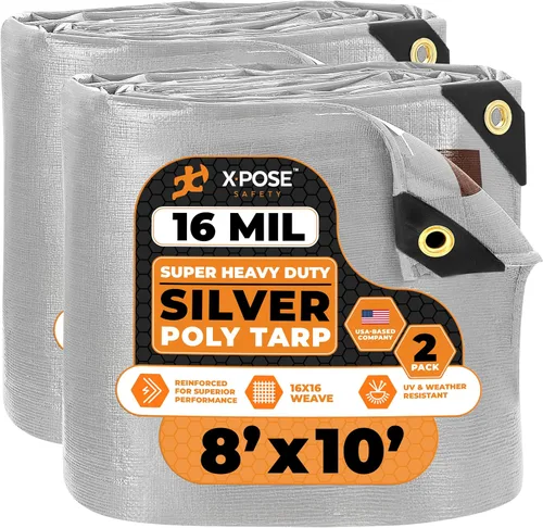 Vista 97 de Xpose Safety - Lona protectora de polietileno de 4 x 20 pies, 16 mil o 0.4mm de grosor, resistente y reforzada para evitar desgarros, resistente a