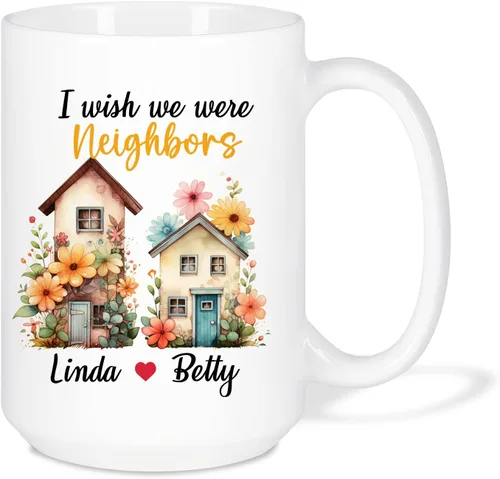 Vista 11 de Taza de café personalizada de alma gemela, taza de café de amistad personalizada para mejores amigos con nombres, mejores amigos, hermanas del alma