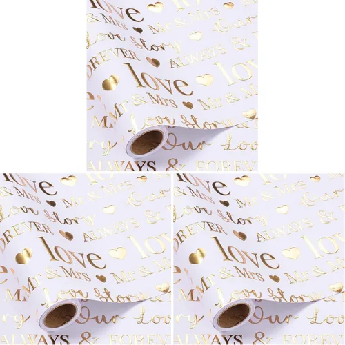 Vista 12 de RUSPEPA Rollo de Papel de Regalo de Boda, Mini Rollo, Elegante Diseño de Texto "Bride to Be" y Corazón, Papel de Regalo de Lámina Plateada