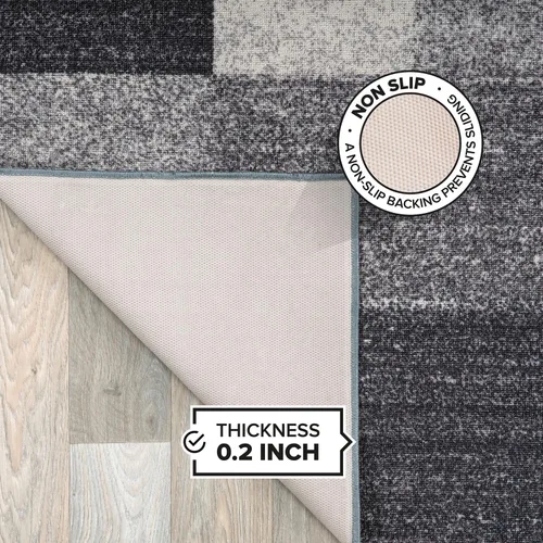 Vista 5 de Rugshop Modern Boxes - Alfombra antideslizante para sala de estar y dormitorio, color gris, 20 x 30 pulgadas