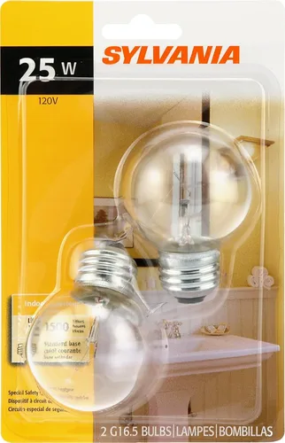 Vista 2 de Sylvania Bombilla Globo Transparente MED G16.5 25W 10298 Acabado transparente