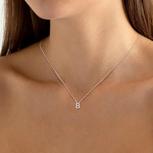 Vista 4 de Collares con iniciales para mujer, delicado collar de letra plateada con nombre personalizado con monograma, collar simple y lindo con inicial
