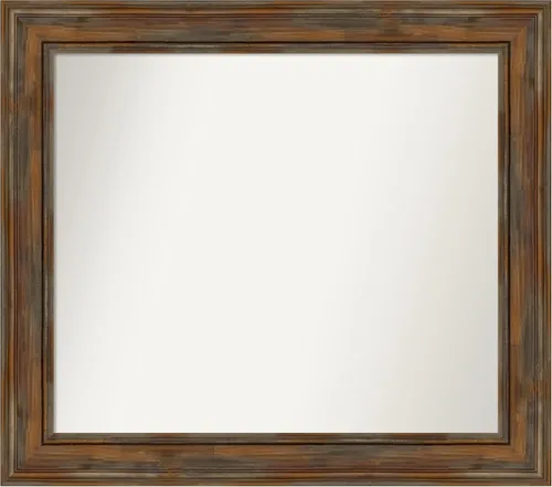 Vista 157 de Amanti Art Espejo de baño marrón para sobre fregadero, 26 x 26 pulgadas, espejo de tocador cuadrado marrón rústico Alexandria, marco de madera
