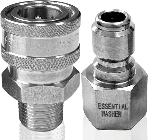 Vista 10 de ESSENTIAL WASHER Juego de adaptadores de enchufe de conexión rápida de acero inoxidable para hidrolavadora