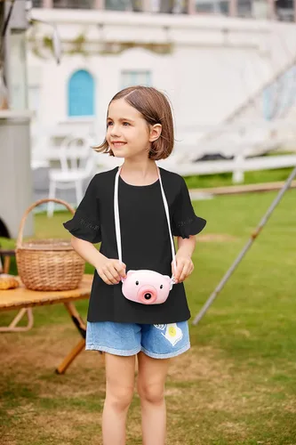 Vista 6 de Arshiner Camiseta para niñas, túnica casual de encaje, manga corta, holgada, suave