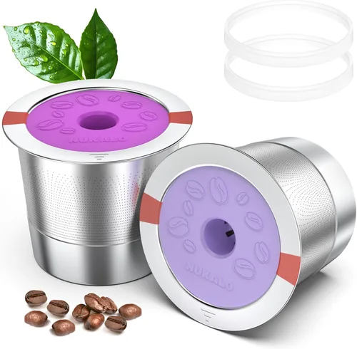 Vista 8 de Tazas K reutilizables para Keurig, cápsulas de café de acero Gris Rosa